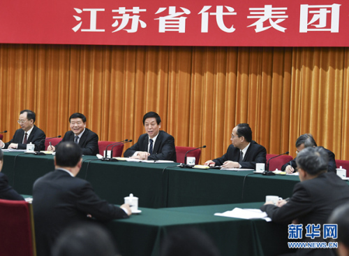 栗战书参加江苏代表团审议：认真贯彻习近平总书记重要指示要求 努力建设“强富美高”新江苏